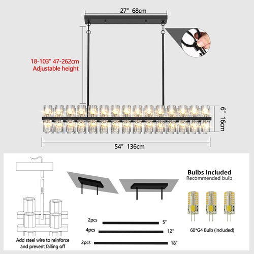 Rectangular Luxurious Crystal Chandelier