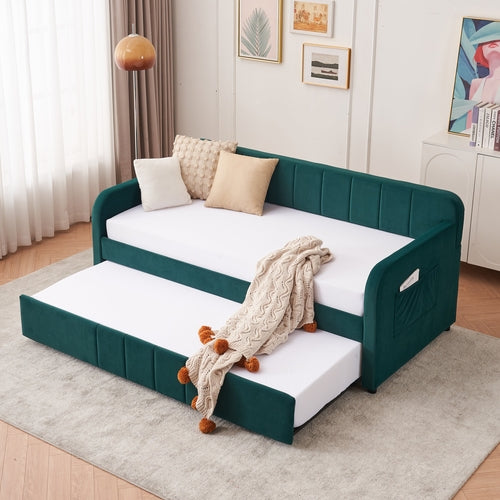 Twin Upholstered Daybed Frame with Trundle