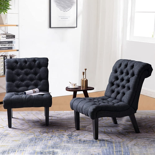 Gray Accent Chair With Wood Legs