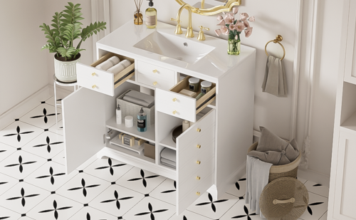 36'' Bathroom Vanity with Ceramic Sink Combo