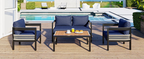 Outdoor Iron Sofa Set with Table