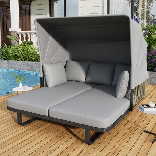 Outdoor Patio Rattan Daybed Patio / Sunbed with Detachable