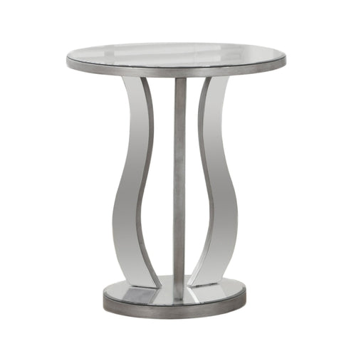 Silver End Table with a Mirror Top