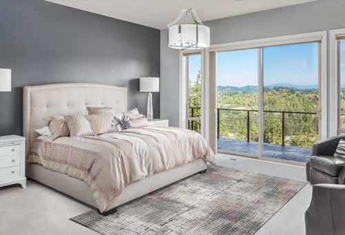 Grey Brick Polypropylene and Polyester Area Rug