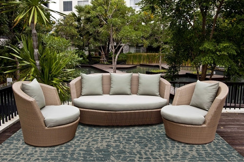 Teal Machine Woven UV Treated Area Rug