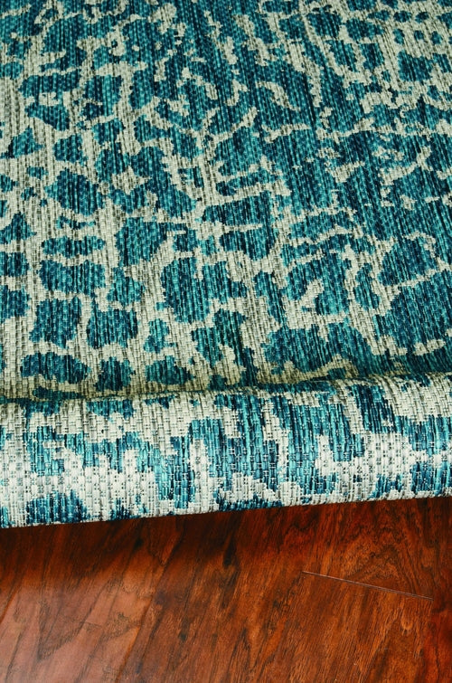 Teal Machine Woven UV Treated Area Rug