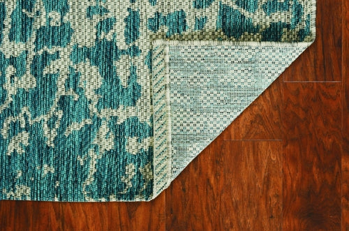 Teal Machine Woven UV Treated Area Rug