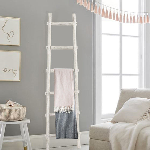 6 Step White Decorative Shelf Ladder Shelve