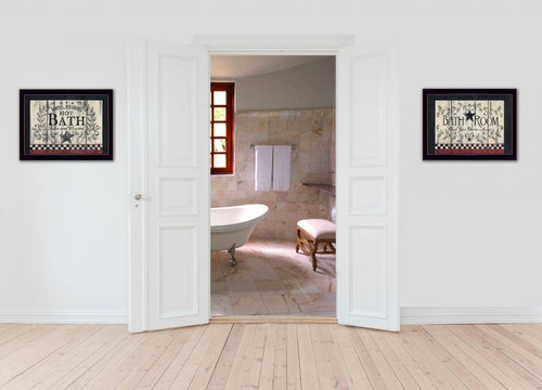 Set Of Two Hot Bath 9 Black Framed Bathroom Wall Art