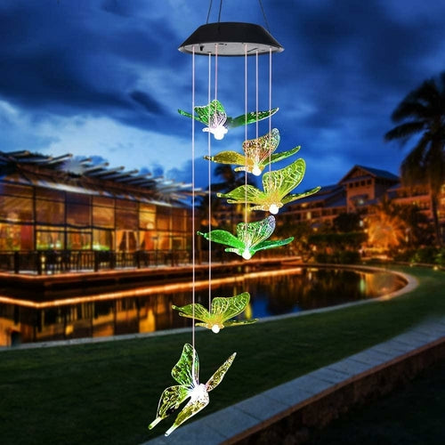 Outdoor solar LED Butterfly Wind Chime