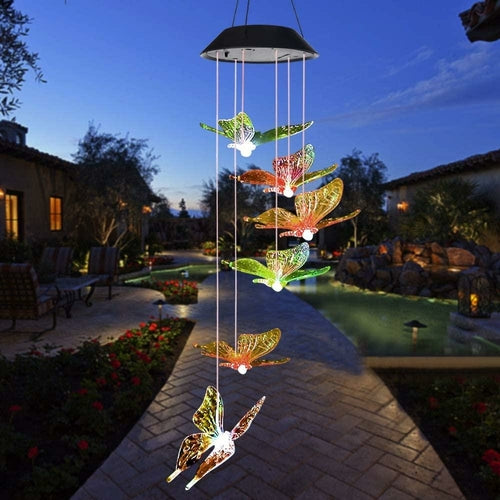 Outdoor solar LED Butterfly Wind Chime