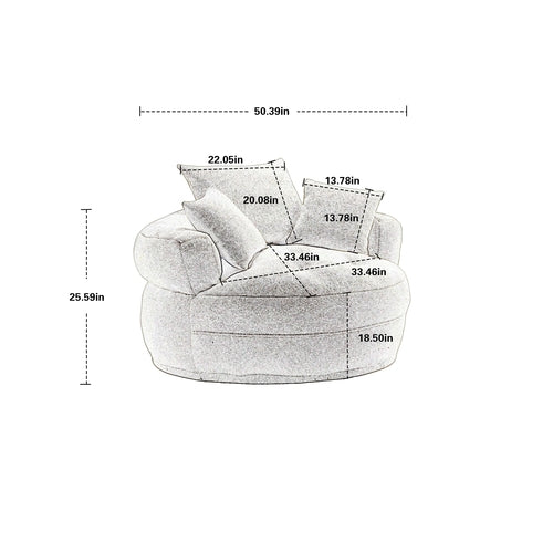 Chenille Sponge single sofa,No Assembly Required,Fluffy Modern Sleeper