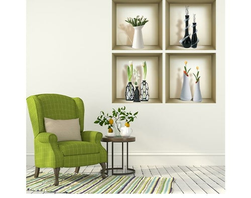 3D Niche Wall Art Decals - Set Of 4