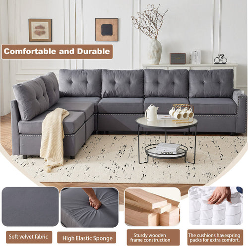 Velvet Modular Combination Sofa With Storage