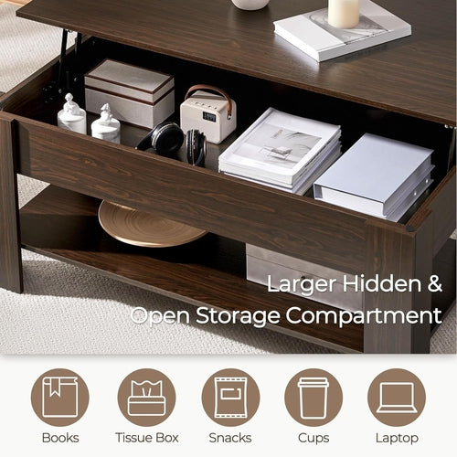Lift Top Coffee Table with Hidden Compartment and Storage