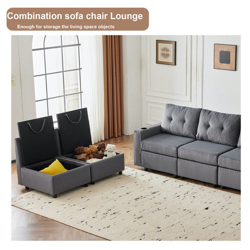 Velvet Modular Combination Sofa With Storage