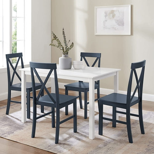 Navy Blue Farmhouse Table and X-Back Chair Dining Set