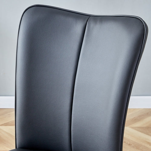 Modern Minimalist Dining Chairs with PU Leather Curved Backrest and