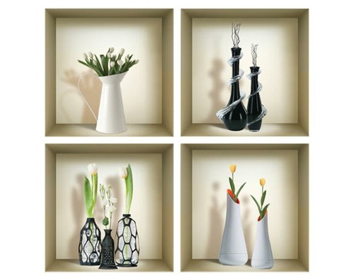 3D Niche Wall Art Decals - Set Of 4