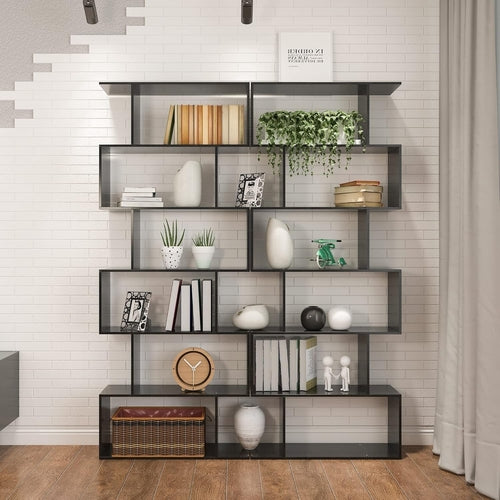 Modern 6 Tier S Shaped Freestanding Bookshelf