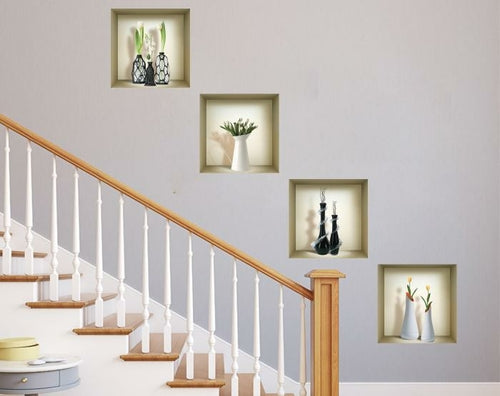 3D Niche Wall Art Decals - Set Of 4