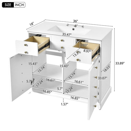 36'' Bathroom Vanity with Ceramic Sink Combo