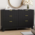 6 Drawer Dresser With Fluted Front And Gold Handles