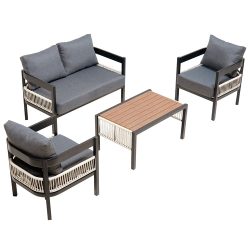 Outdoor Iron Sofa Set with A table