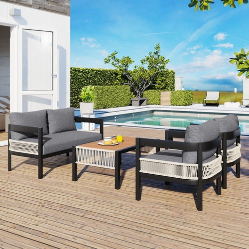 Outdoor Iron Sofa Set with A table