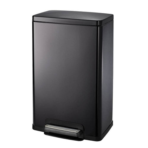 Stainless Steel 13-Gallon Kitchen Trash Can with Step Lid Charcoal