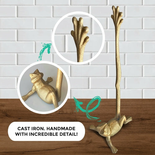Gold Frog Paper Towel Holder