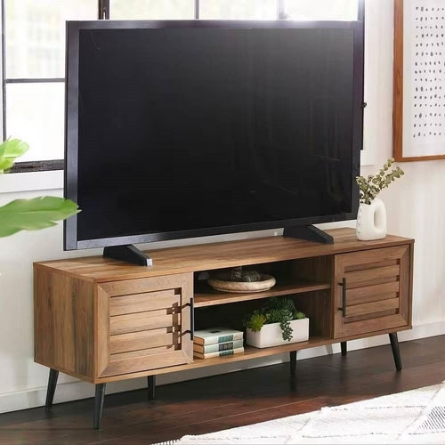 Modern Rustic Wood Finish TV Stand with Mid-Century Legs