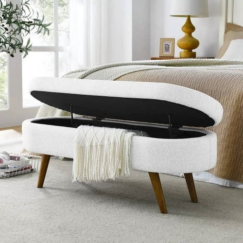 Modern Boho Style End of Bed Storage Bench