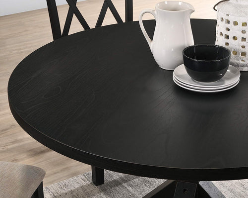 48 Inch Square Black Oak Veneer Dining Table