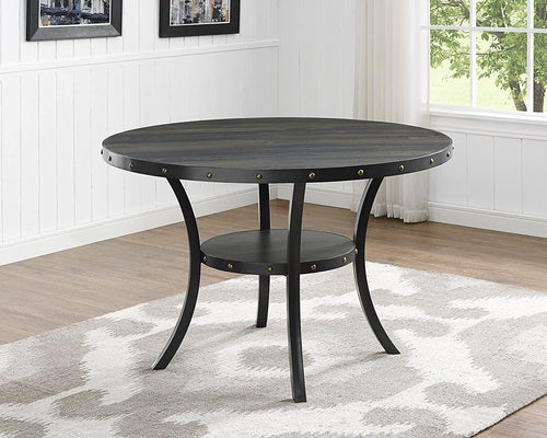 Tan Fabric Nail head Dining Set-5 Piece Round Table