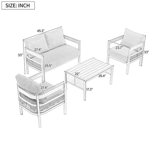 Outdoor Iron Sofa Set with Table