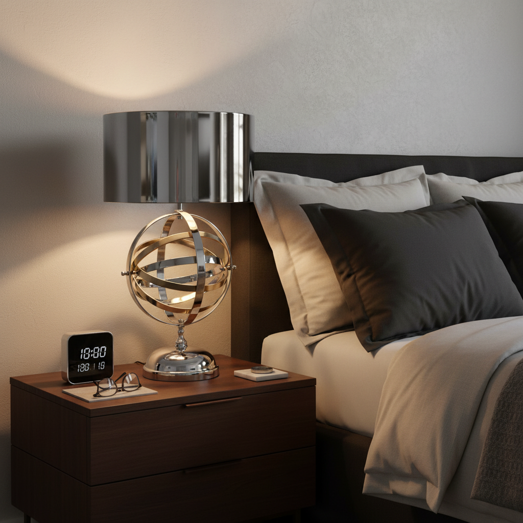 Armillary sphere lamp as nightstand light