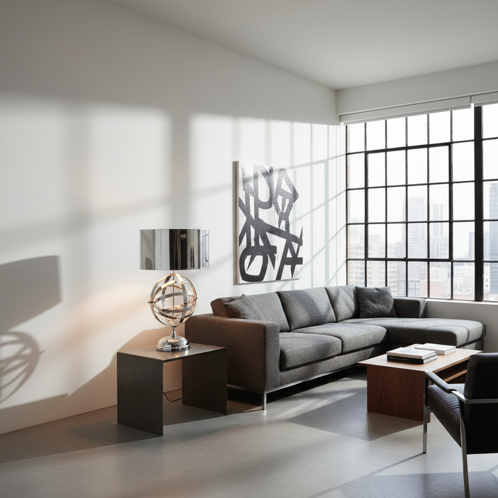 Armillary sphere lamp in modern loft