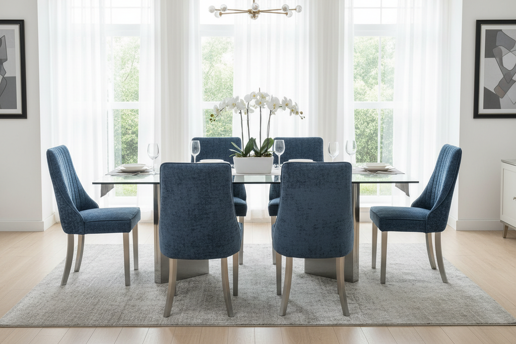 Back view dining room setup