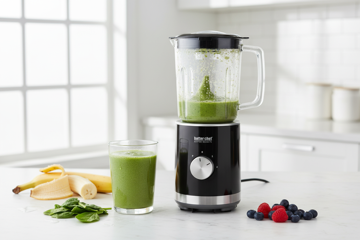 Blender making green smoothie