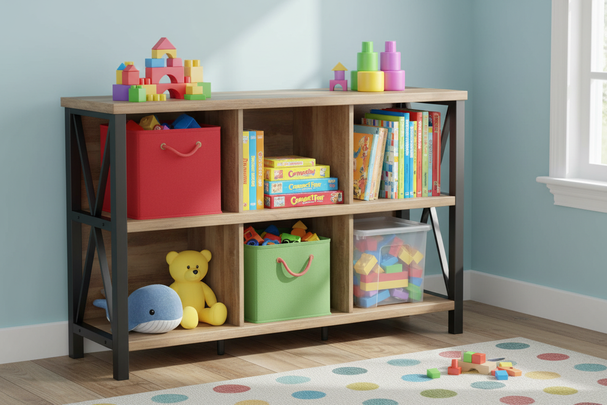 Bookcase in children's playroom