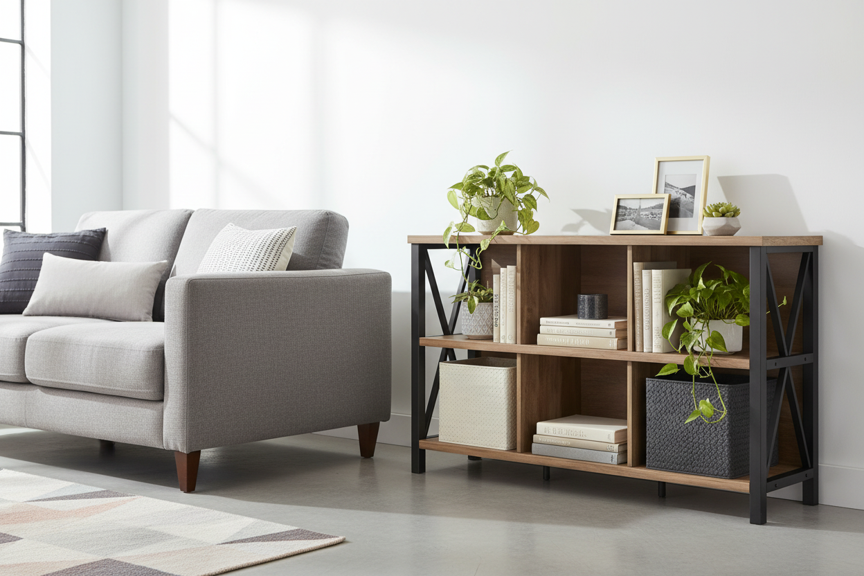 Bookcase in modern living room