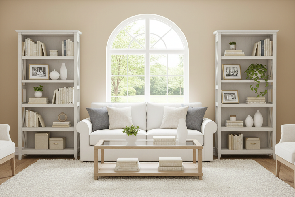 Bookcase Set - Flanking Fireplace