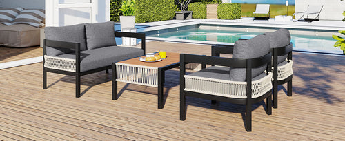 Outdoor Iron Sofa Set with A table