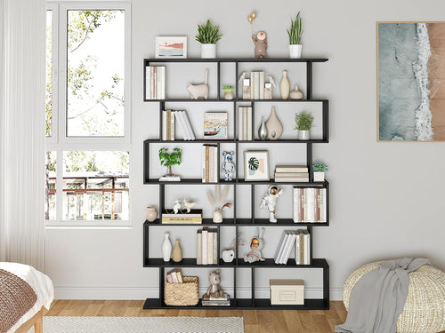 Modern 6 Tier S Shaped Freestanding Bookshelf