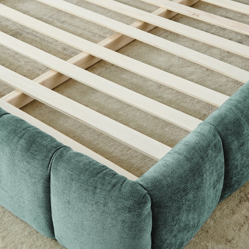 California King size Upholstered Bed Frame with Thick Fabric, Chenille