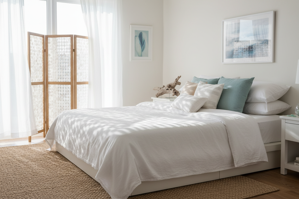 Capiz Shell Screen - Sunlit Bedroom