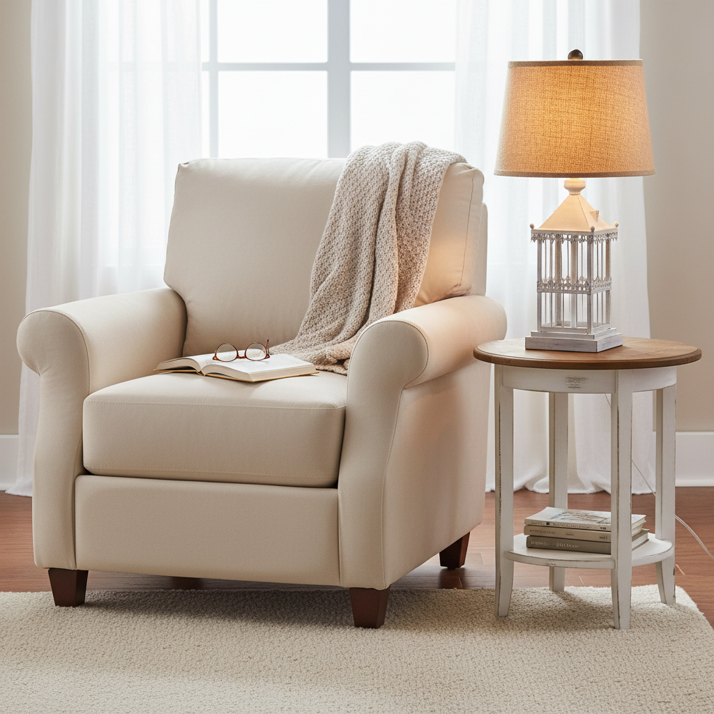 Castle lamp in reading nook