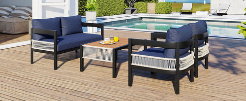 Outdoor Iron Sofa Set with Table