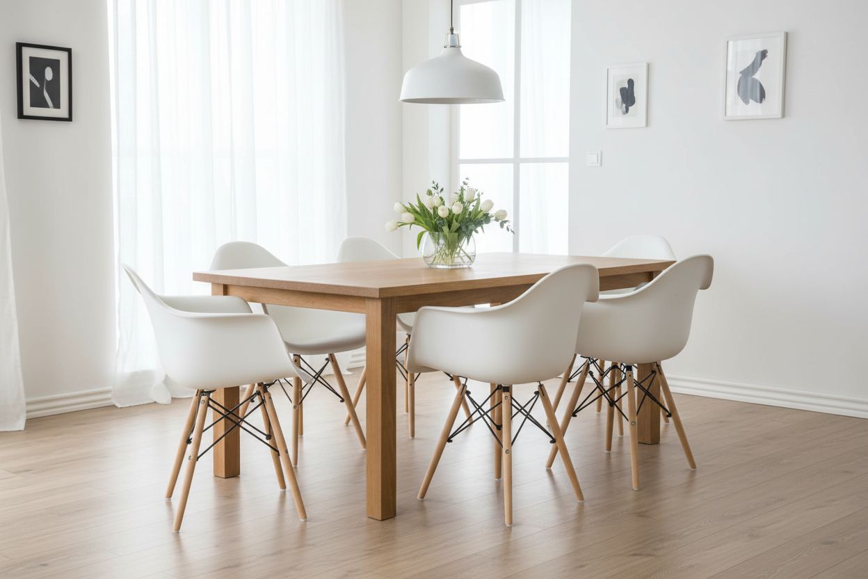 Chairs around dining table